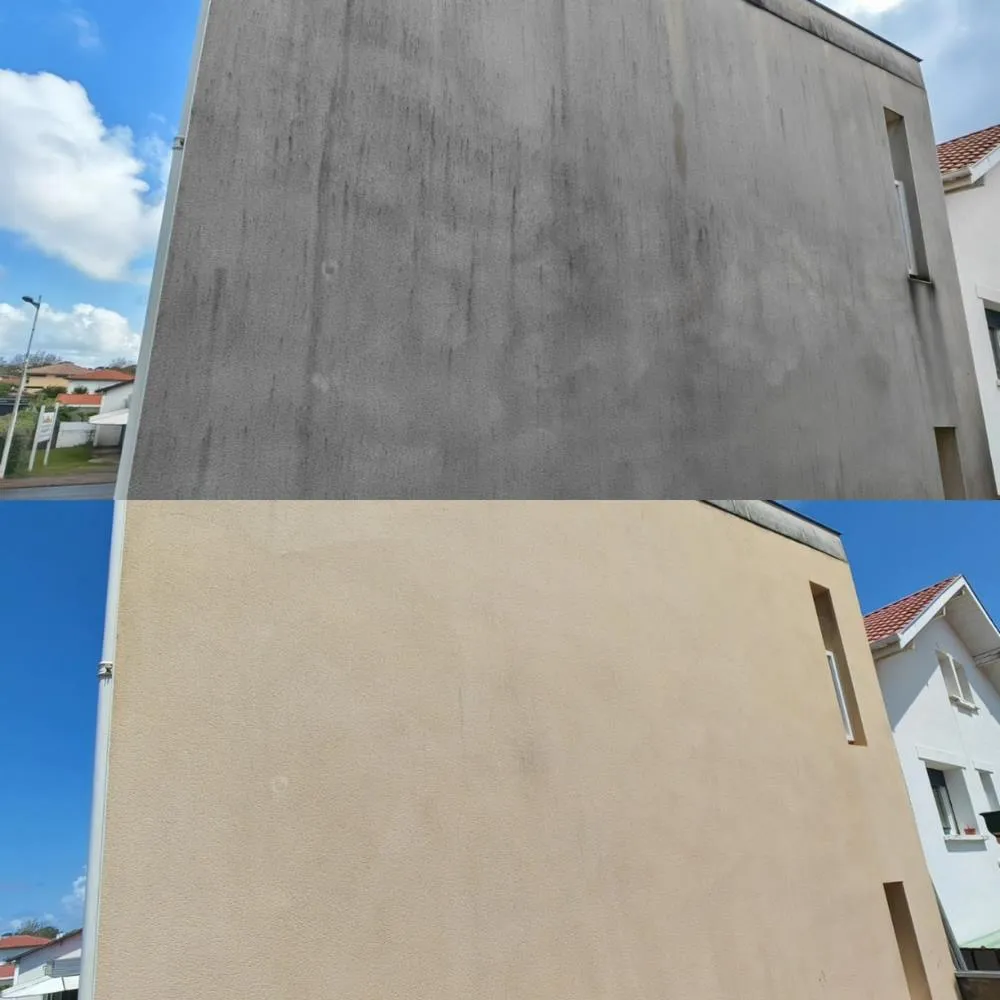 Comparaison avant apres nettoyage facade Anglet
